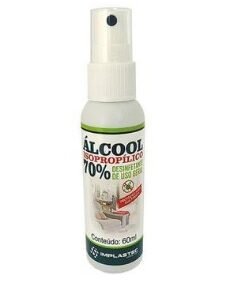 Álcool Spray Isopropílico Isopropanol 70% 60ml IMPLASTEC