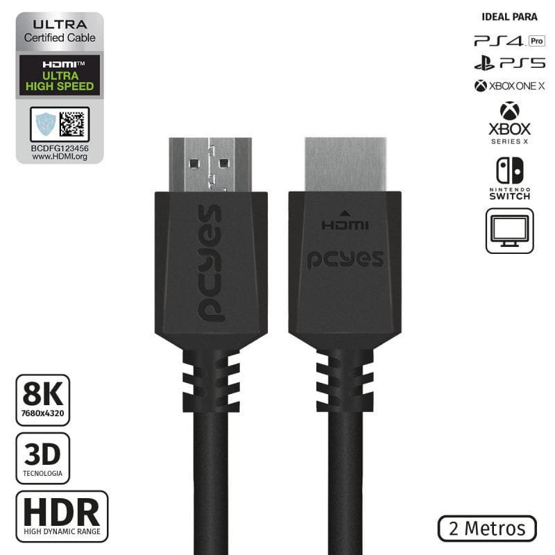 Cabo HDMI 2.1 2 Metros PCYes PHM8K-2