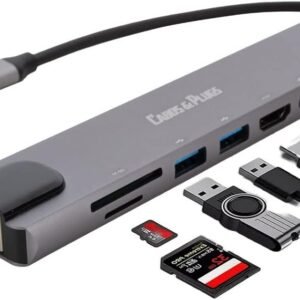 Hub Adaptador Multifunção – 8 portas – 2 USB 3.0, 2 USB C, SD/TF, RJ45 Lan, HDMI 4K