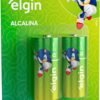 02 Pilhas Bateria 1.5V D Elgin Grande Alcalina Lr20