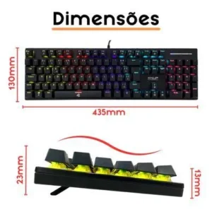 Teclado Gamer Knup Mecânico Blue Switch LED RGB – USB – P/ PC/PS4/Xbox