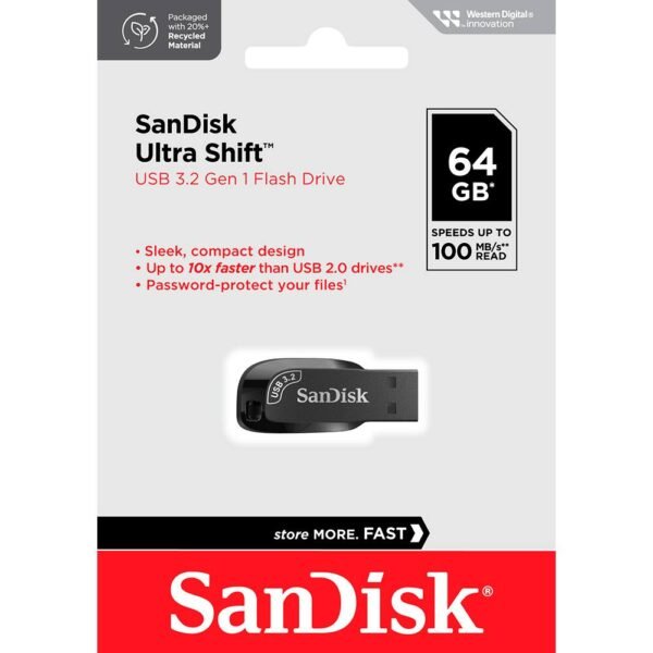 Pen Drive Sandisk Ultra Shift USB 3.2 Flash Drive 64Gb - Imagem 2