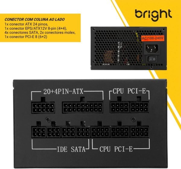 Fonte Modular ATX 1000W Bivolt Bright - cod. FT005 - Imagem 3