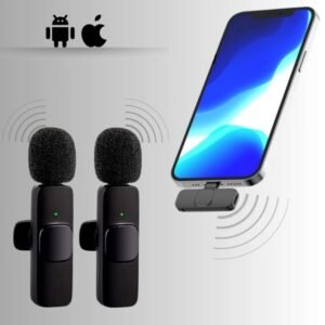 Microfone de Lapela Duplo S/ Fio Anti Ruido Tipo Iphone