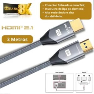 Cabo HDMI 8k Ultra HD 2.1 120Hz 3 Metros MHD-8003