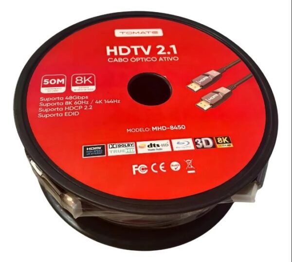 Cabo HDMI Óptico HDTV 2.1 8K Ultra HD 48gbps 50m Tomate MHD-8450 - Imagem 3