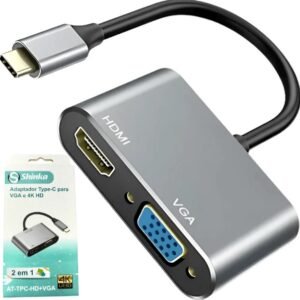 Adaptador USB C para VGA e HDMI Shinka