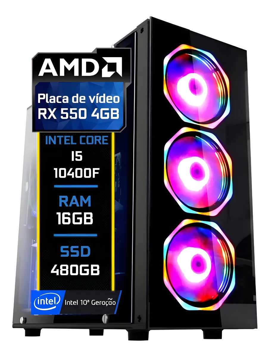 PC Gamer Intel I5 10400f 16gb RX550 4GB SSD 480GB - Imagem 4