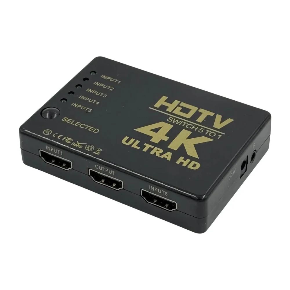 Hub Switch HDMI 5x1 HDTV Ultra HD 4K c/ Controle Remoto