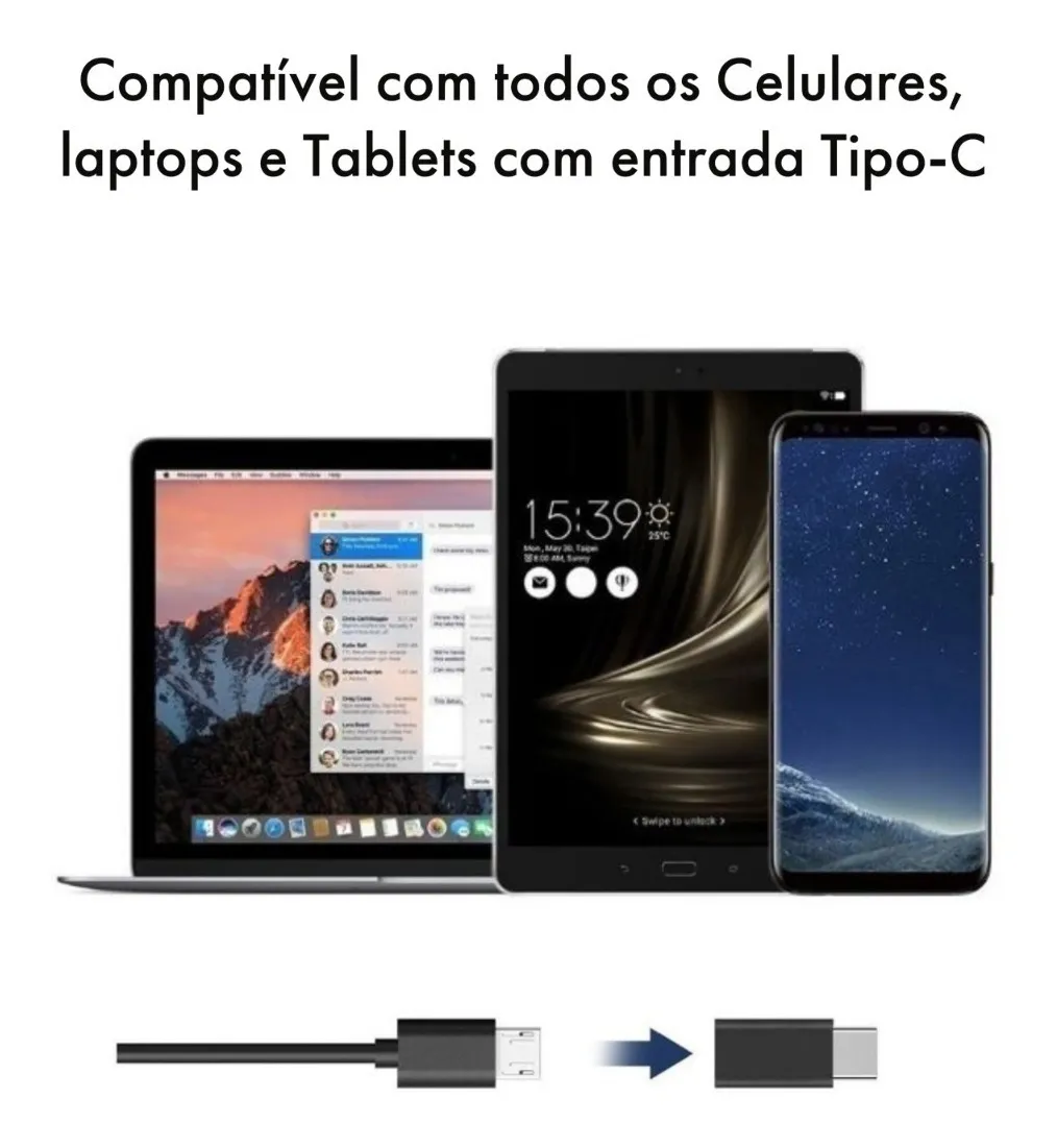 Adaptador Conversor Tipo C Macho X Micro USB Fêmea - Imagem 2