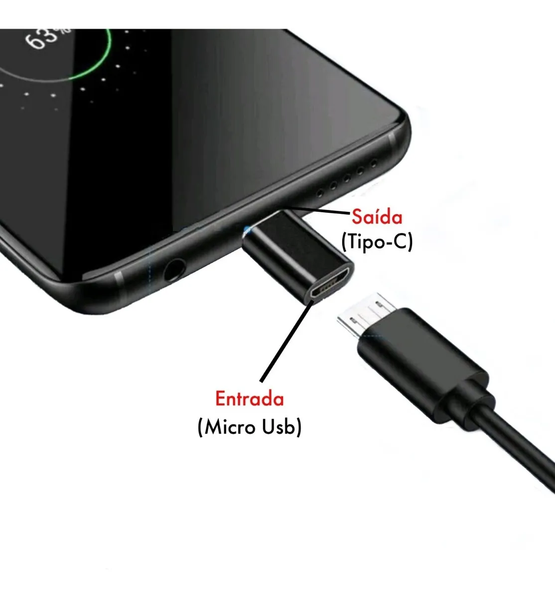 Adaptador Conversor Tipo C Macho X Micro USB Fêmea - Imagem 3