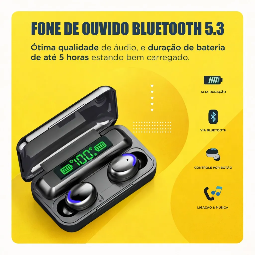 Fone de Ouvido Bluetooth c/ Microfone e PowerBank - Imagem 4