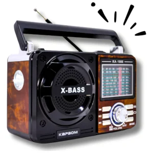 Rádio Portátil Retrô Vintage AM/FM Bluetooth USB Marrom