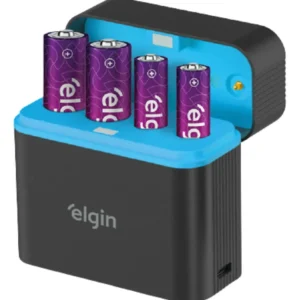 Carregador Box Inteligente Elgin Tipo C C/ 4 Pilhas Aa+aaa