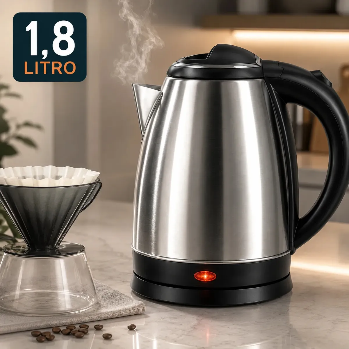 Chaleira Elétrica 1000w 1,8 Litros Aço Inox 127V - Imagem 5