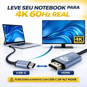 Cabo USB Para HDMI Adaptador 4k 60hz 2m Tipo-C