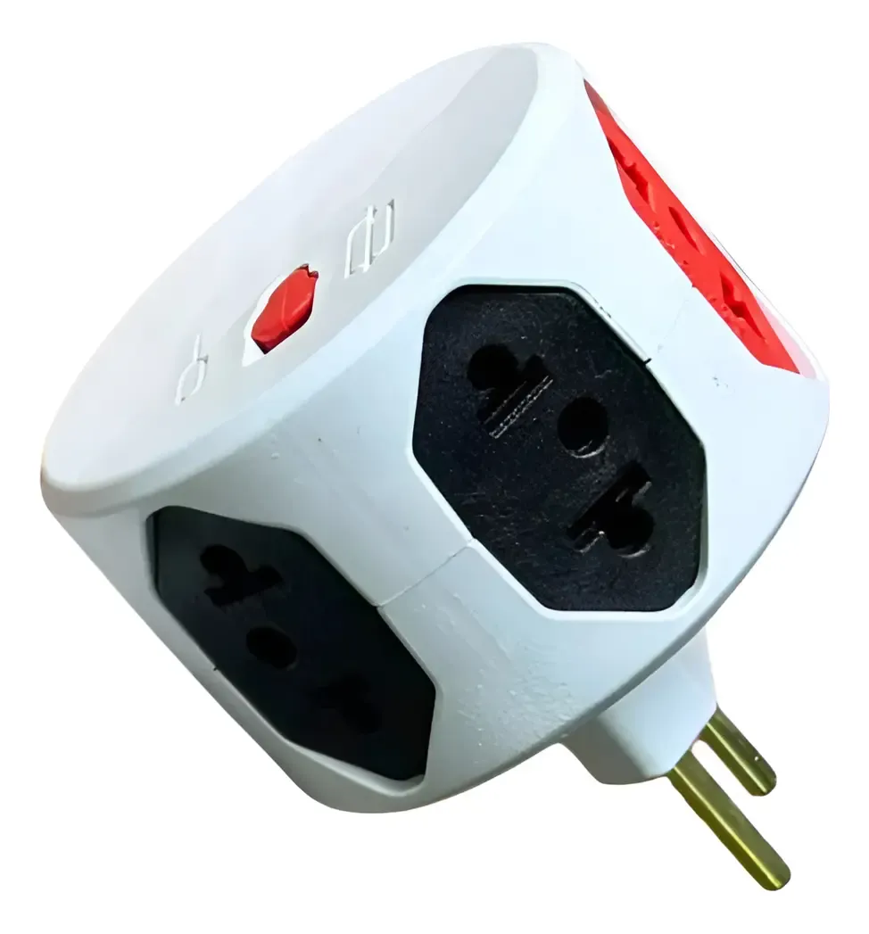 Adaptador de Tomada 6 Entradas 10A/20A (Com Fusível) Resistente