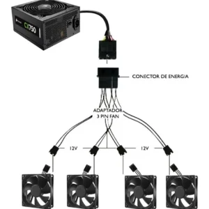 Cabo Adaptador Multi Fan Molex P/ 4 Coolers