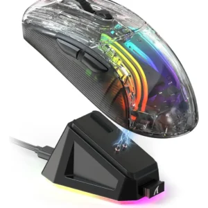 Mouse Gamer Attack Shark X2 Pro Silencioso RGB Transparente Preto