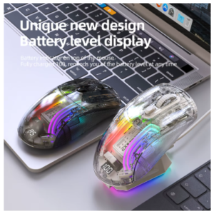 Mouse Gamer Attack Shark X2 Pro Silencioso RGB Transparente Preto